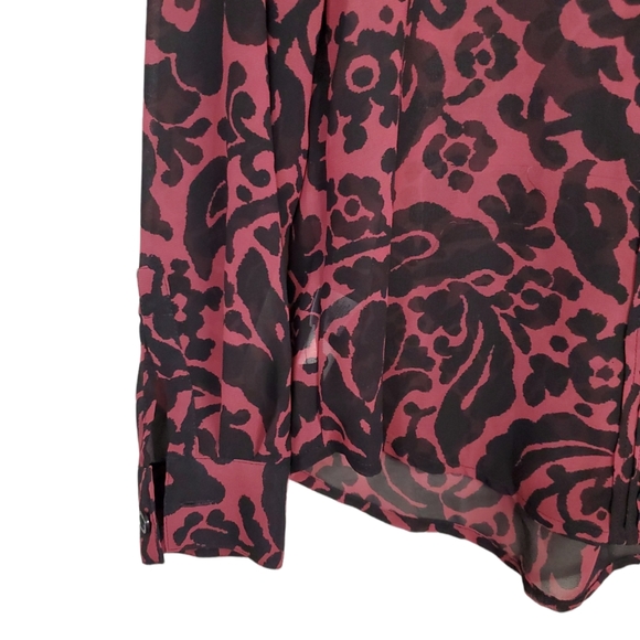 THE LOFT Floral Sheer Long Sleeve Button Up Blouse - Picture 5 of 8